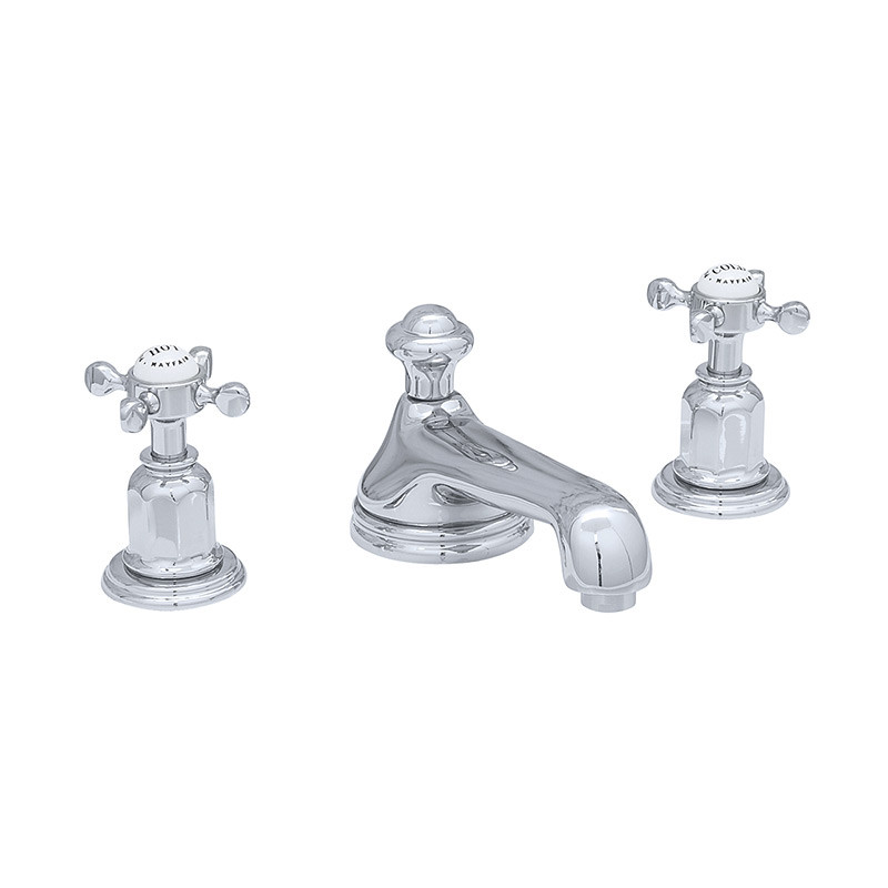 An image of Perrin & Rowe 3706 Three Hole Basin Tap Set, Crosshead Handles