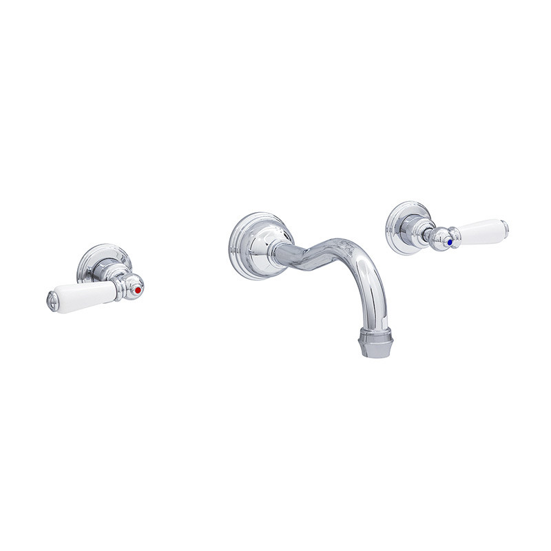 An image of Perrin & Rowe 3790 Three Hole Mixer Set Tap, Lever Handles