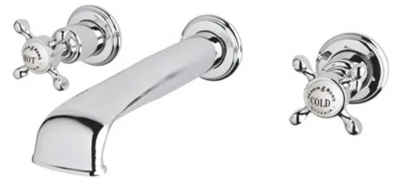 An image of Perrin & Rowe 3561 Three Hole Basin Set Tap, Crosshead Handles