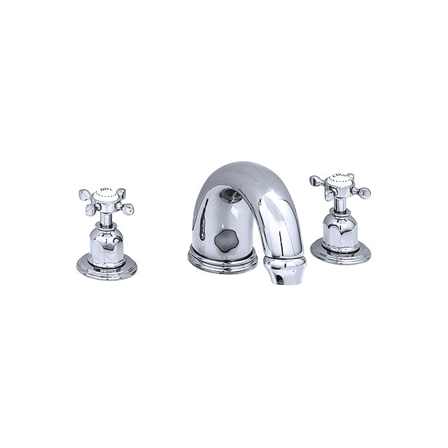 An image of Perrin & Rowe 3256 Three Hole Mixer Set Tap, Crosshead Handles