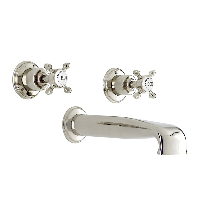 An image of Perrin & Rowe 3581 Three Hole Mixer Set Tap, Crosshead Handles