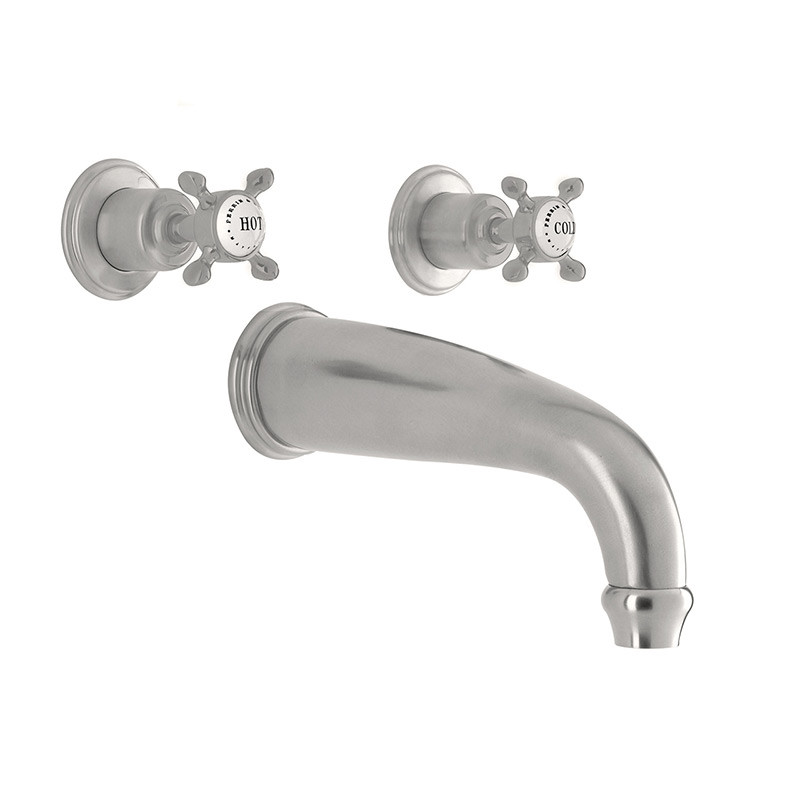 An image of Perrin & Rowe 3801 Three Hole Mounted Bath Tap, Crosshead Handles