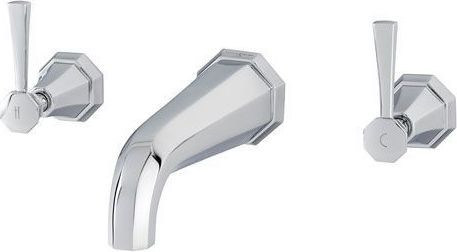 An image of Perrin & Rowe 3170 Three Hole Wall Mounted Basin Mixer Tap, Lever Handles