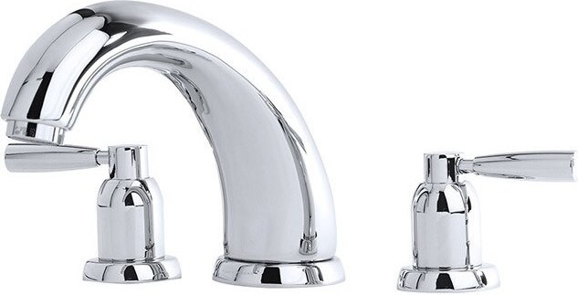 An image of Perrin & Rowe 3855 7" Three Hole Bath Mixer Tap, Lever Handles