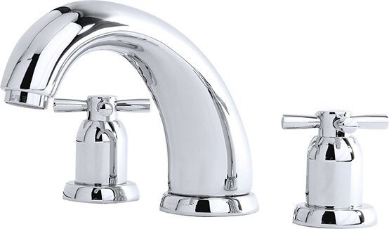 An image of Perrin & Rowe 3856 7" Three Hole Bath Mixer Tap, Crosshead Handles