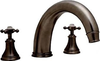 An image of Perrin & Rowe 3659 10" Three Hole Bath Mixer Tap, Crosshead Handles