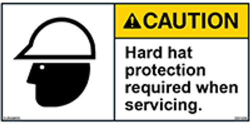 ANSI Safety Label - Caution - Hard Hat - Protection Required