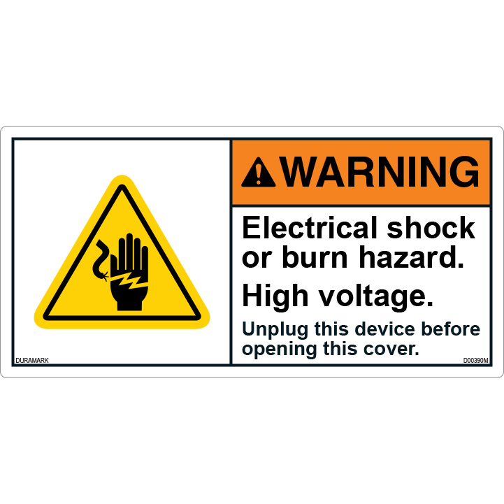 ANSI Safety Label Warning Risk Of Electric Shock
