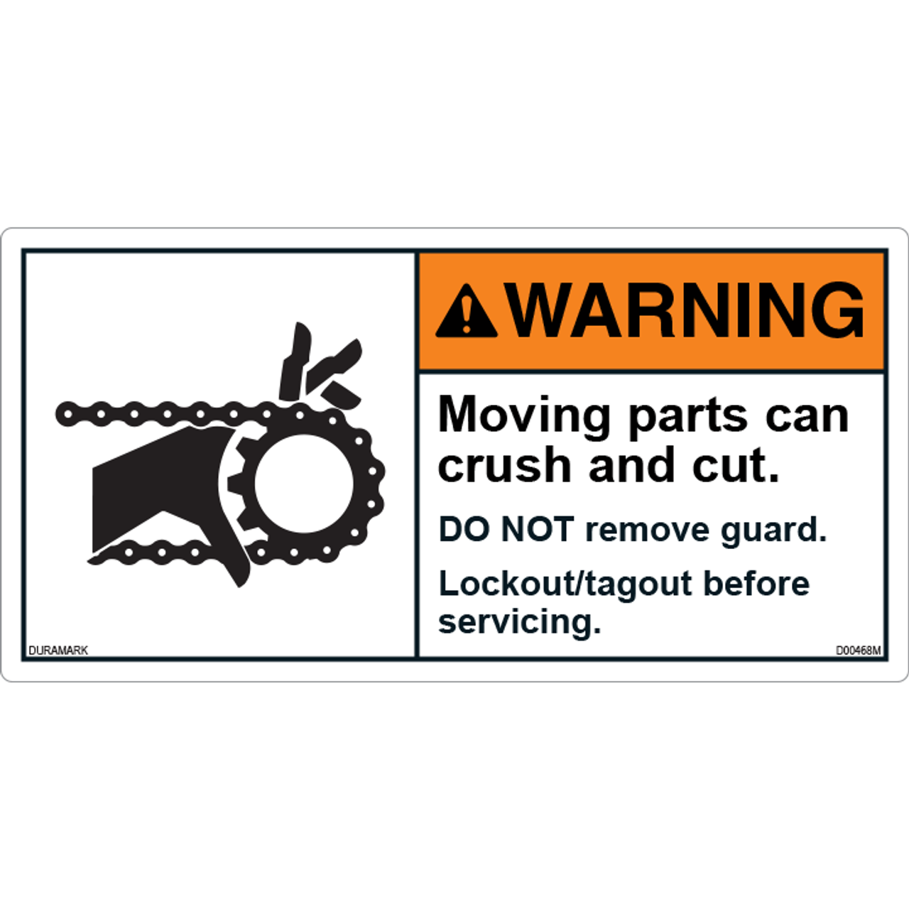 ANSI Safety Label - Warning - Chain - Crush And Cut - Lockout/Tagout