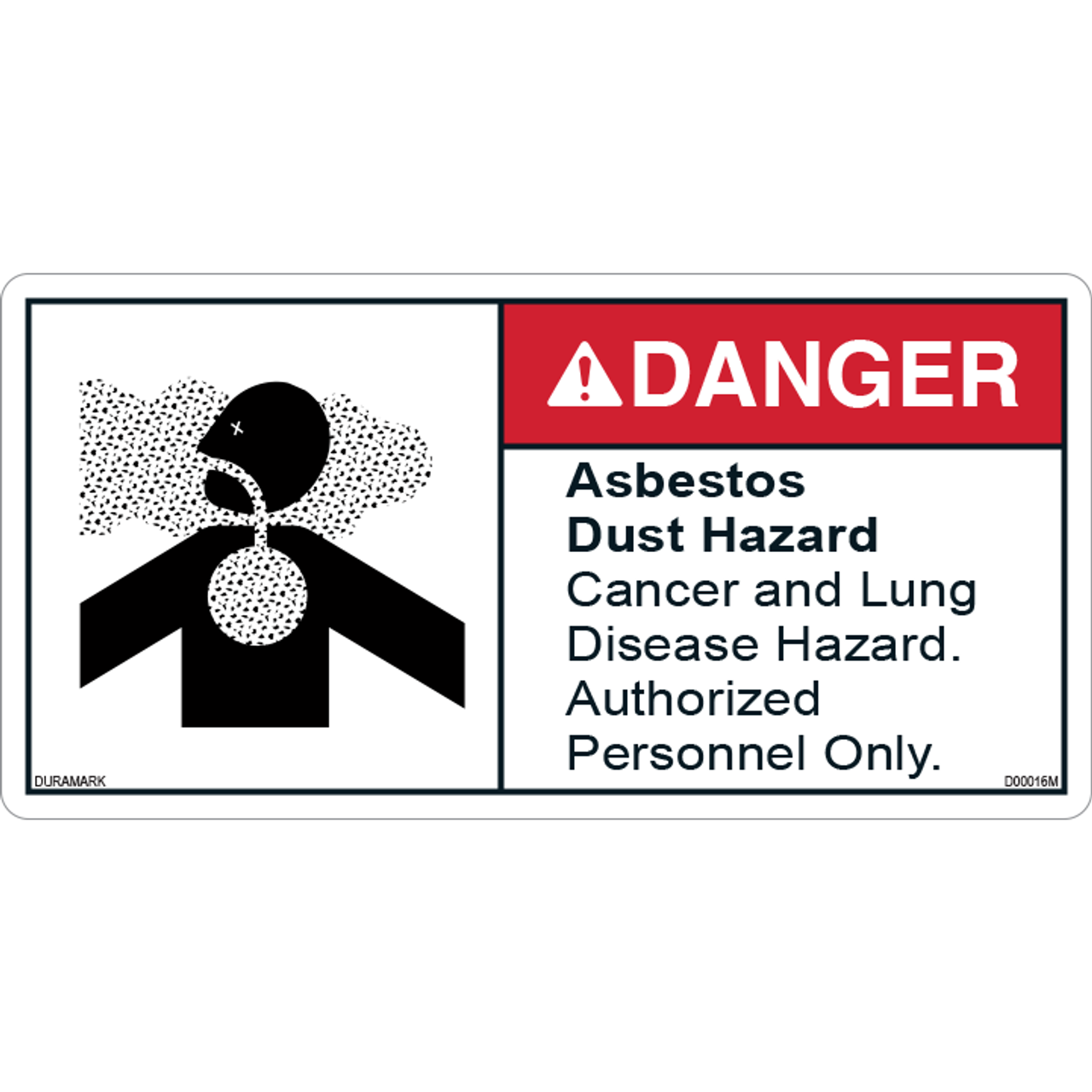 ANSI Safety Label - Danger - Asbestos Dust Hazard