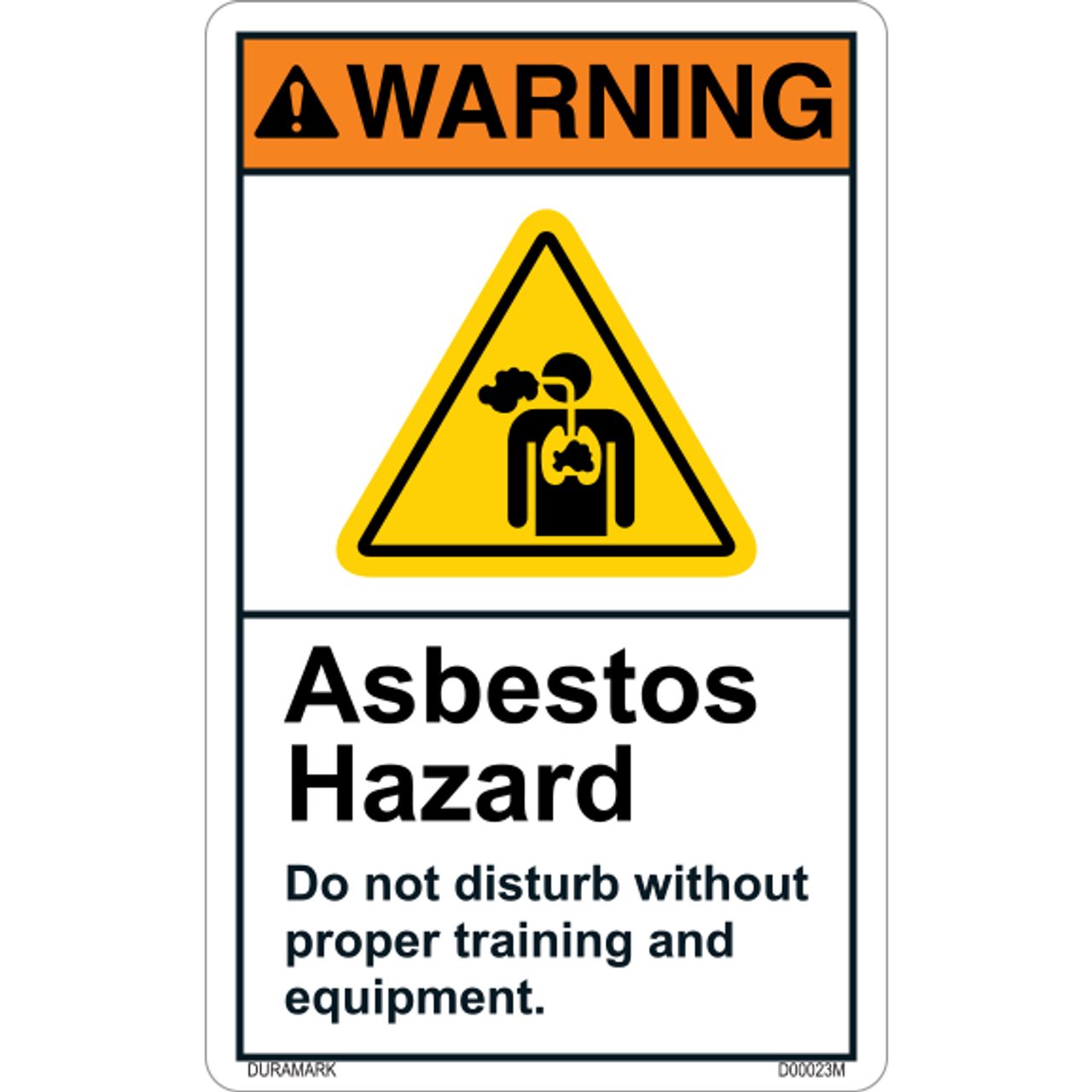 ANSI Safety Label - Warning - Asbestos Hazard - Proper Equipment