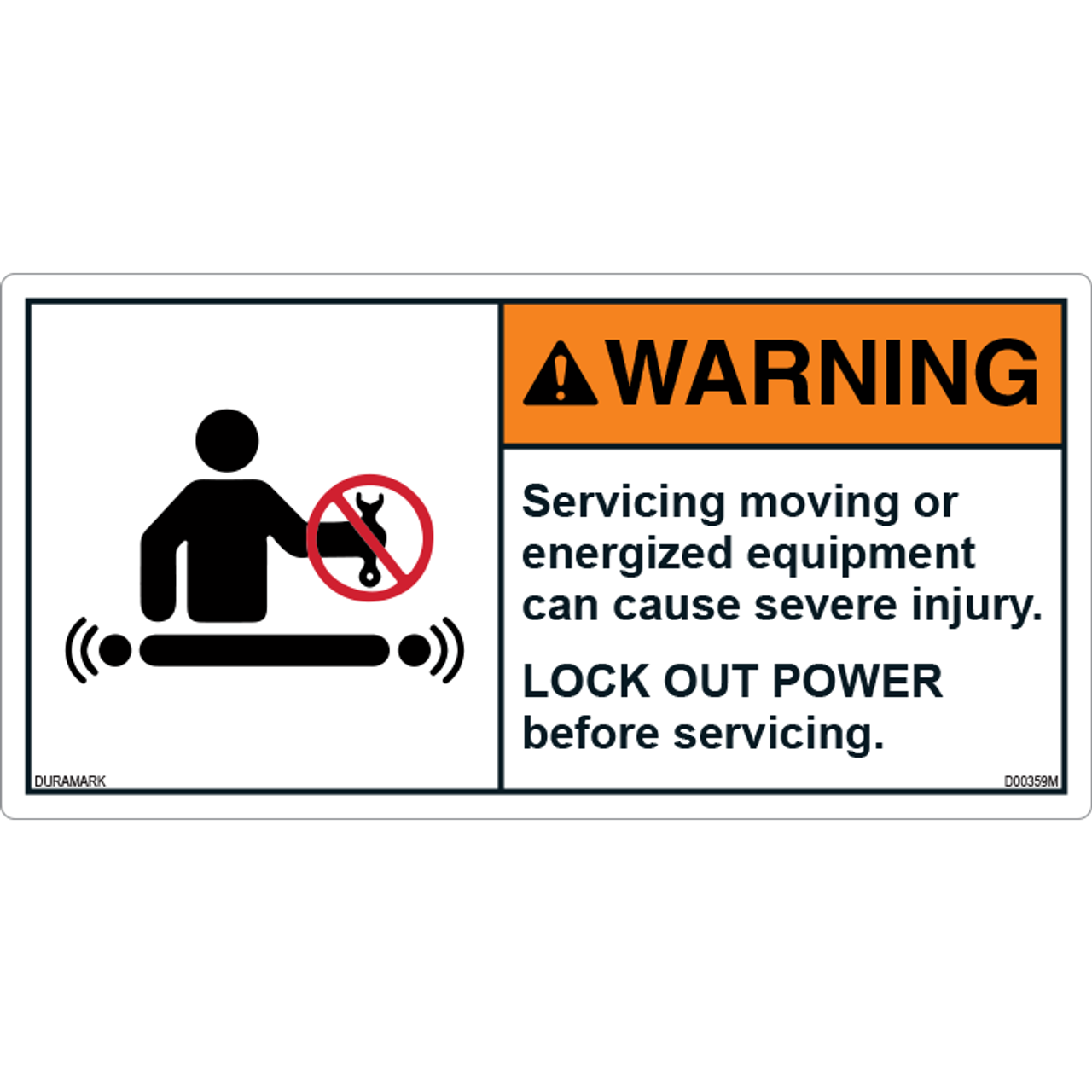 ANSI Safety Label - Warning - Servicing - Lockout Power