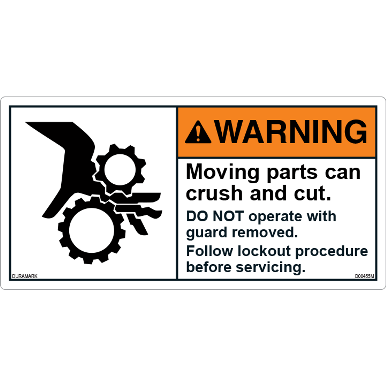 ANSI Safety Label - Warning - Gears - Crush And Cut