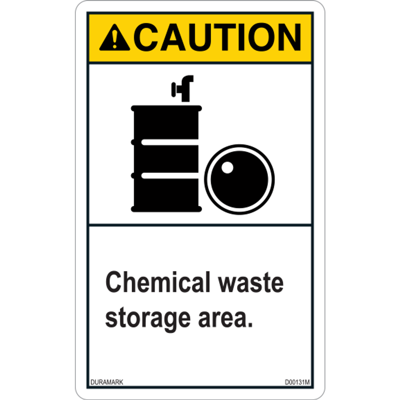 ANSI Safety Label - Caution - Chemical Waste Storage - Vertical