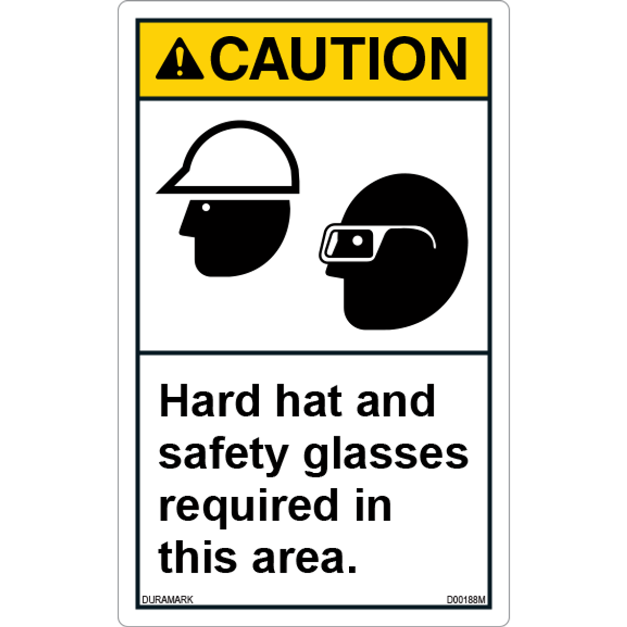 ANSI Safety Label - Caution - Hard Hat - Protection Required