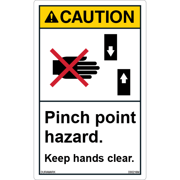 ANSI Safety Label Caution Pinch Point Hazard Keep Hands Clear