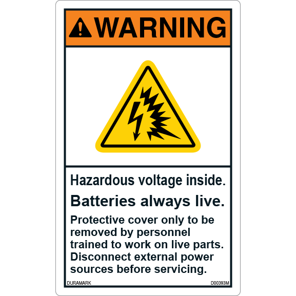Warning - Electrical Safety - Hazardous Voltage - Vertical - ANSI Safety  Label