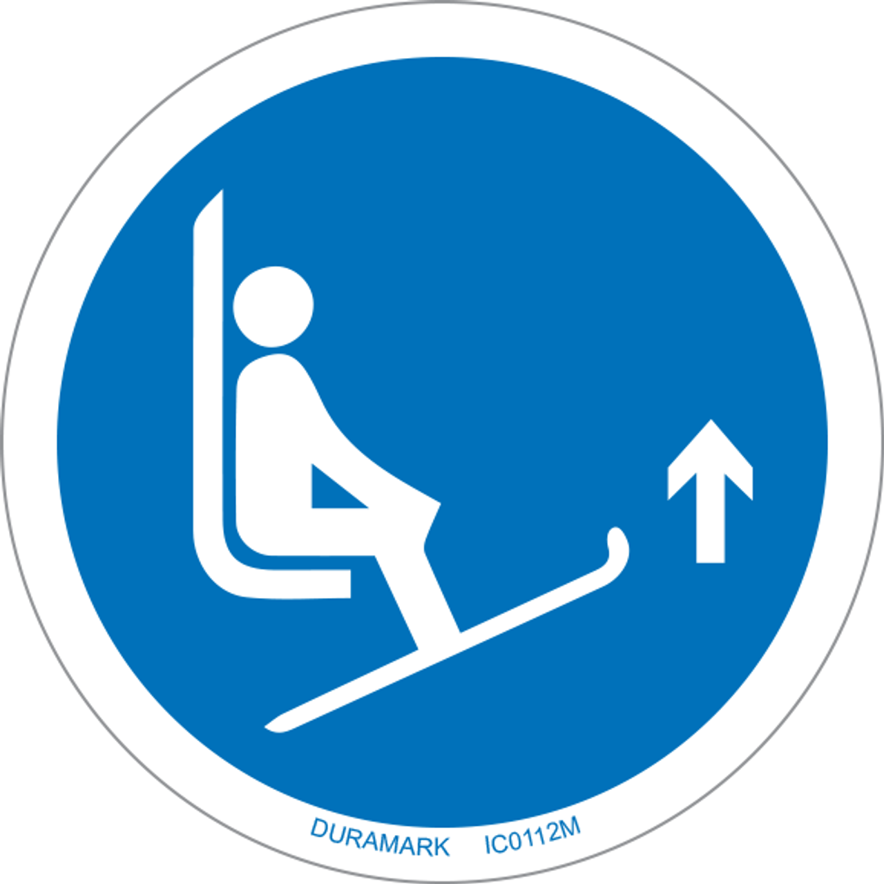 ISO safety label - Circle - Mandatory - Ski Lift Tips Up