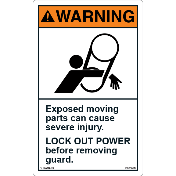 ANSI Safety Label - Warning - Rotating Shaft Injury