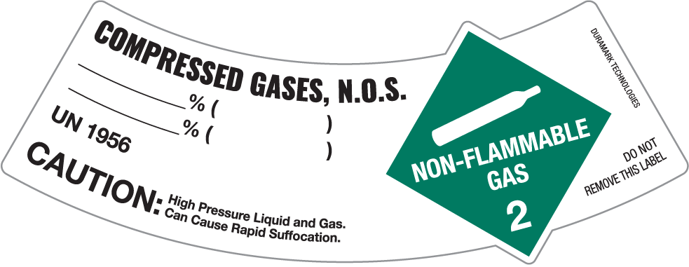 Cylinder Shoulder Label For Class 2 Non-Flammable Gas: Compressed Gases, N.O.S. UN 1956