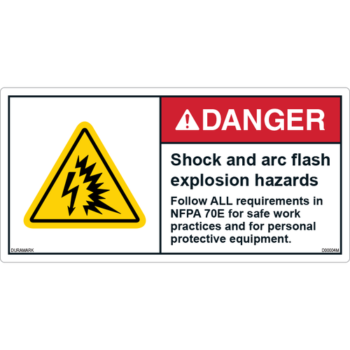 ANSI Safety Label - Danger - Shock/Arc Flash Explosion