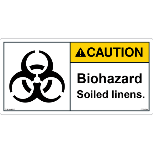 Caution - Biohazard - Soiled Linens - ANSI Safety Label