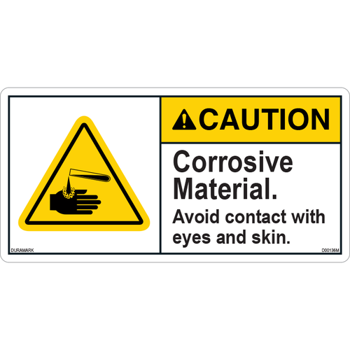 ANSI Safety Label - Caution - Corrosive Material - Eye/Skin Contact