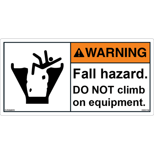 ANSI Safety Label - Warning - Fall Hazard