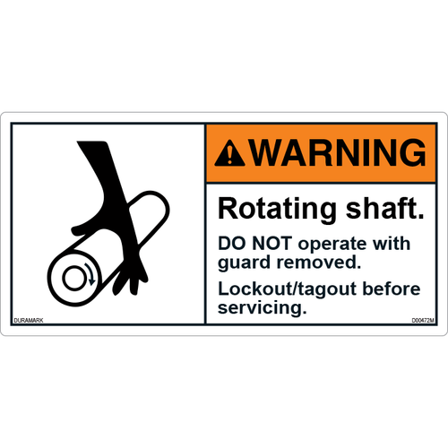 ANSI Safety Label - Warning - Rotating Shaft