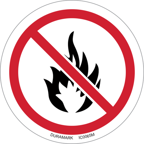 ISO safety label - Circle - Prohibited - No Fire Or Open Flame
