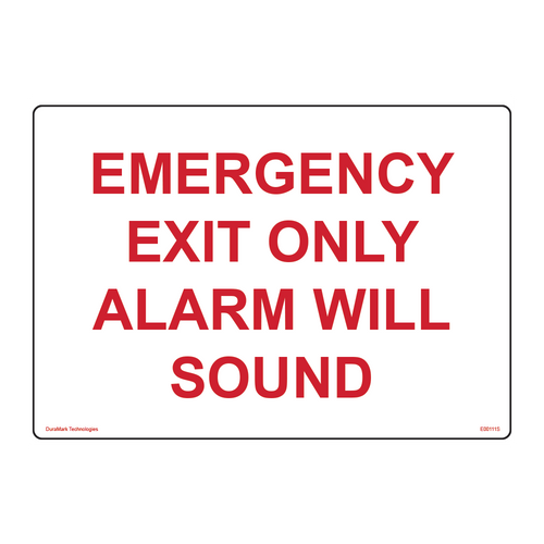 Emergency Exit Only Alarm Will Sound Label
