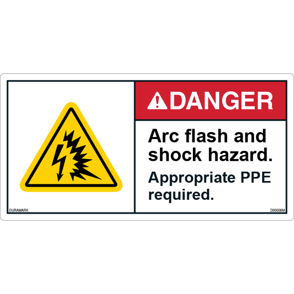 ANSI Safety Label - Danger - Shock/Arc Flash Hazard - PPE