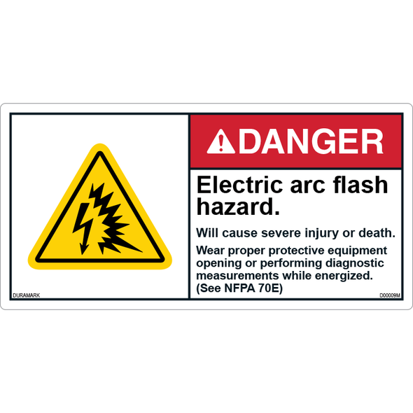 ANSI Safety Label - Danger - Electric Arc Flash Explosion - Injury or Death