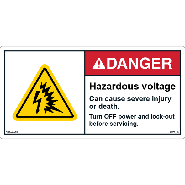 ANSI Safety Label - Danger - Hazardous Voltage - Injury or Death