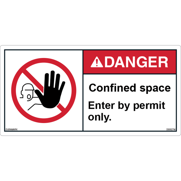 ANSI Safety Label - Danger - Confined Space - Enter by Permit Only