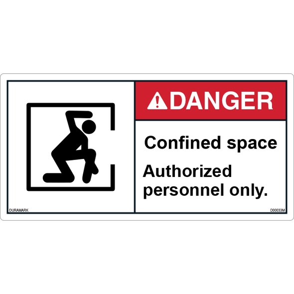 ANSI Safety Label - Danger - Confined Space - Authorized Personnel