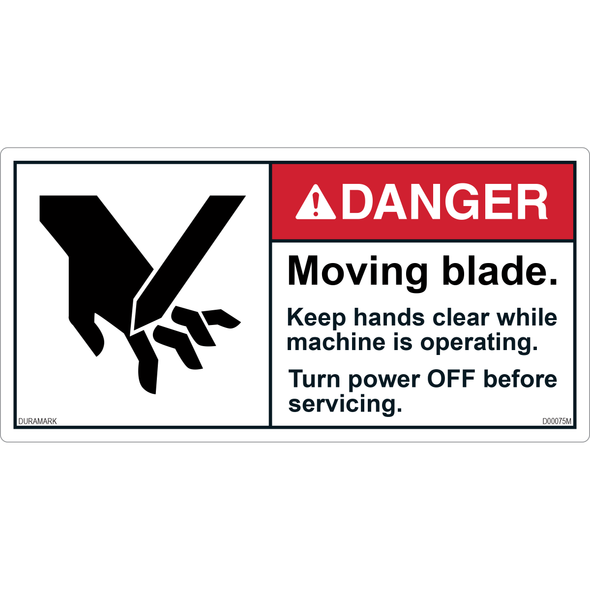 ANSI Safety Label - Danger - Moving Blade - Keep Hands Clear