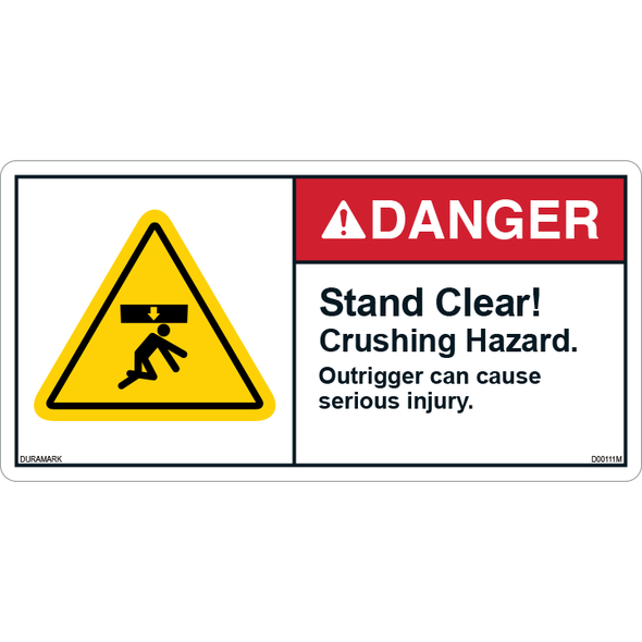 ANSI Safety Label - Danger - Stand Clear - Crushing Hazard