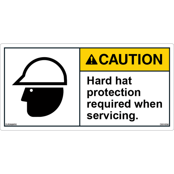 ANSI Safety Label - Caution - Hard Hat - Protection Required