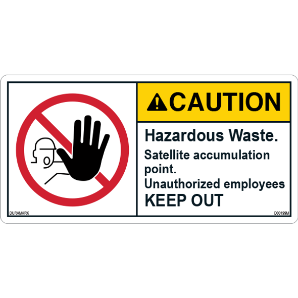 ANSI Safety Label - Caution - Hazardous Waste - Satellite Accumulation Point