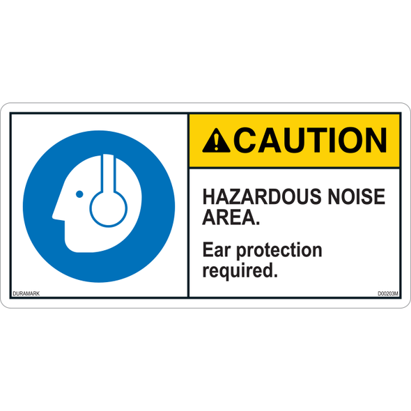 ANSI Safety Label - Caution - Hazardous Noise Area - Ear Protection Required