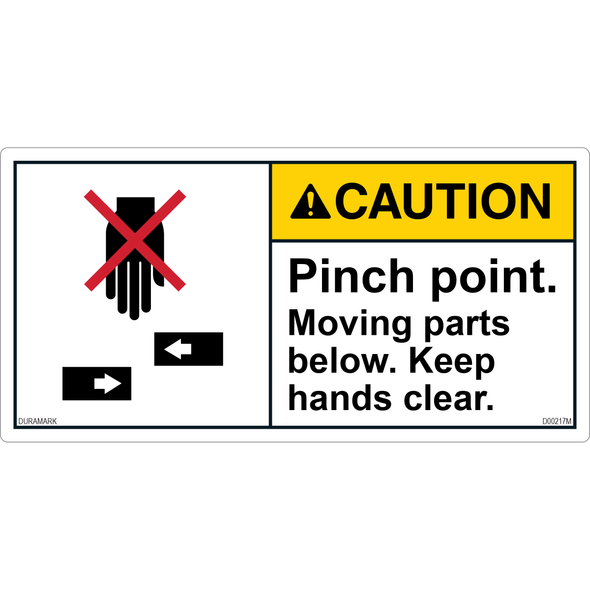 ANSI Safety Label - Caution - Pinch Point - Moving Parts