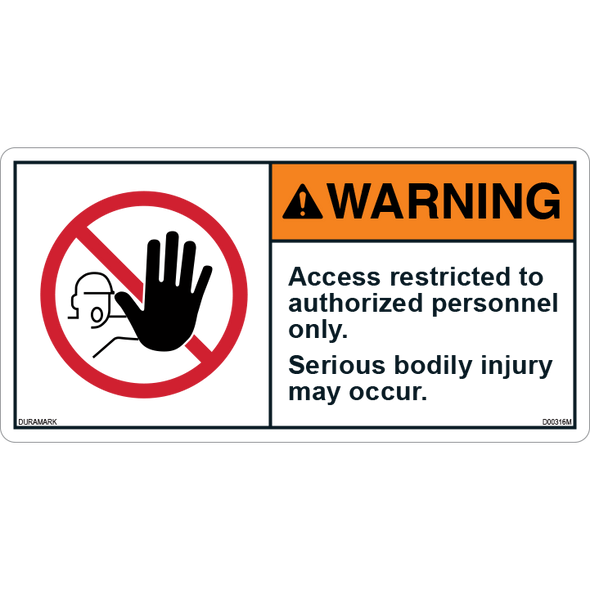 ANSI Safety Label - Warning - Authorized Personnel - Access Restricted