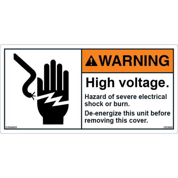 ANSI Safety Label - Warning - High Voltage