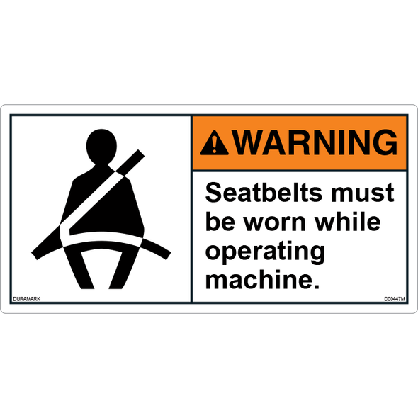 ANSI Safety Label - Warning - Seatblets Must Be Worn
