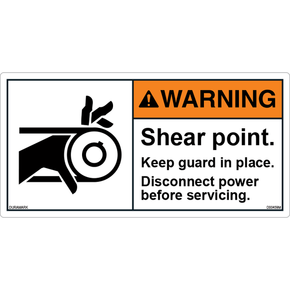 ANSI Safety Label - Warning - Roller - Shear Point