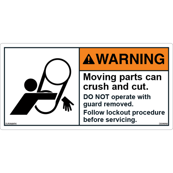 ANSI Safety Label - Warning - Crush And Cut - Follow Lockout Procedure