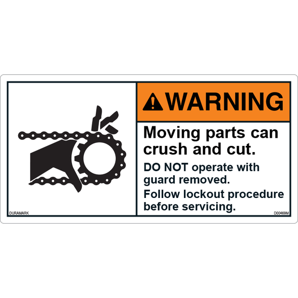 ANSI Safety Label - Warning - Chain - Crush And Cut - Lockout