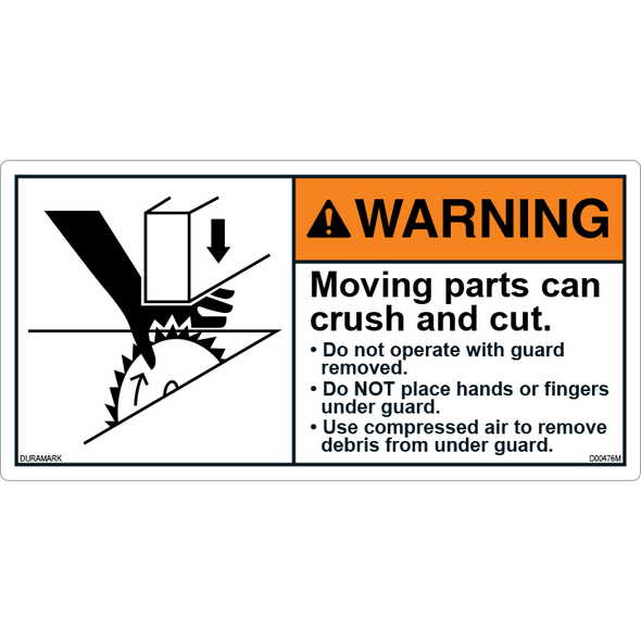 ANSI Safety Label - Warning - Crush And Cut - Compressed Air