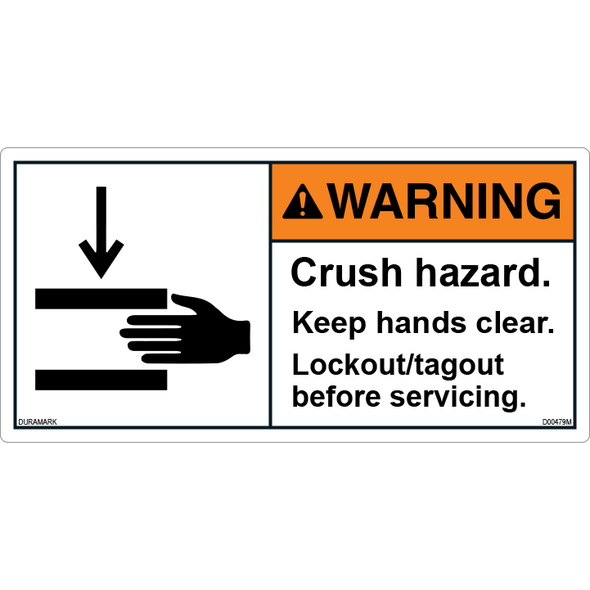 ANSI Safety Label - Warning - Crush Hazard - Lockout/Tagout